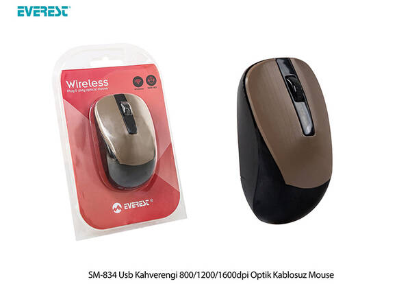 Everest SM-834 Usb Kahverengi 800-1200-1600dpi Optik Kablosuz Mouse