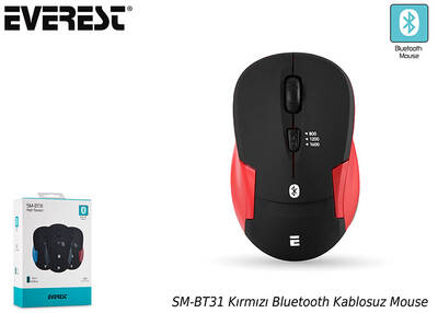 Everest SM-BT31 Kırmızı Bluetooth Kablosuz Mouse - 5