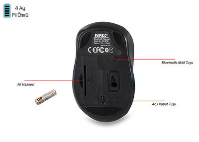 Everest SM-BT31 Siyah Bluetooth Kablosuz Mouse - 4