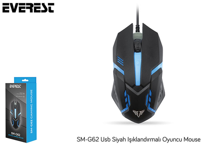 Everest Sm-G62 Usb Siyah Işıklandırmalı Oyuncu Mouse - 4
