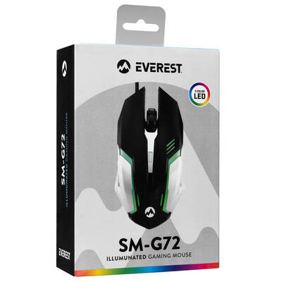 Everest SM-G72 Usb Siyah/Gümüş Işıklandırmalı Oyuncu Mouse - Thumbnail