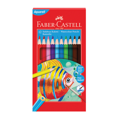 Faber Castell - Faber Castell Aquarel Kuru Boya Redline Karton Kutu 12 li