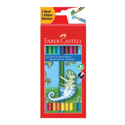 Faber Castell Bicolor Çift Uçlu Boya Kalemi 12 li 24 Renk - 1
