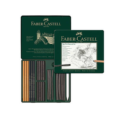 Faber Castell Boya Kalemi Pitt İşlenmiş Kömür Seti - Thumbnail