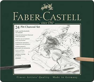 Faber Castell Boya Kalemi Pitt İşlenmiş Kömür Seti - Thumbnail
