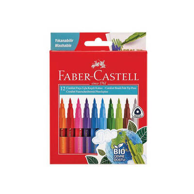 Faber Castell - Faber Castell Comforti Fırça Uçlu Keçeli Kalem 12 li BIO Plastik
