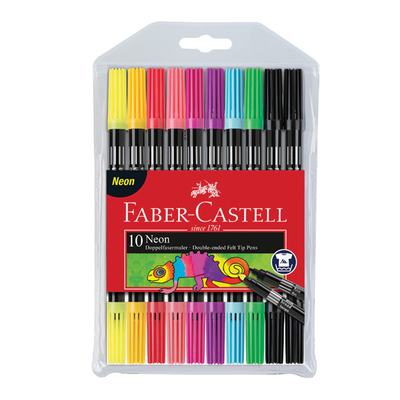 Faber Castell Keçeli Kalem 10 Renk Neon Çift Taraflı - 1