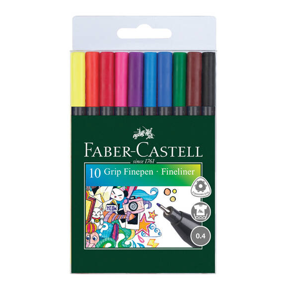 Faber Castell Keçeli Kalem Finepen Grip 0,4 mm 10 lu