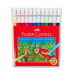 Faber Castell - Faber Castell Keçeli Kalem Yıkanabilir 12 Renkli