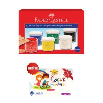 Faber Castell Parmak Boyası 6 Renk 25 ml Alana Freely Çocuk Maskesi Hediye - 1