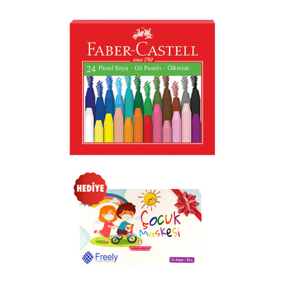 Faber Castell Pastel Boya Red Line 24 Renk Alana Freely Çocuk Maskesi Hediye - 1