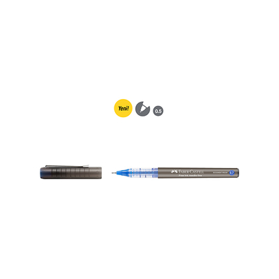 Faber Castell - Faber Castell Roller Kalem Free Ink Needle 0,5 mm Mavi