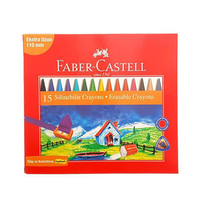 Faber Castell - Faber Castell Silinebilir Wax Crayon Pastel Boya 15'li