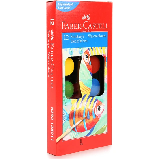 Faber Castell Sulu Boya Red Line Küçük Boy 12 Renk Alana Freely Çocuk Maskesi Hediye - Thumbnail