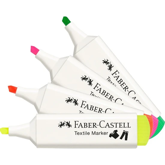 Faber Castell - Faber Castell Tekstil Markörü Neon 4 lü (1)