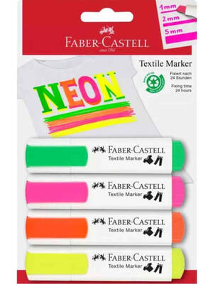 Faber Castell - Faber Castell Tekstil Markörü Neon 4 lü