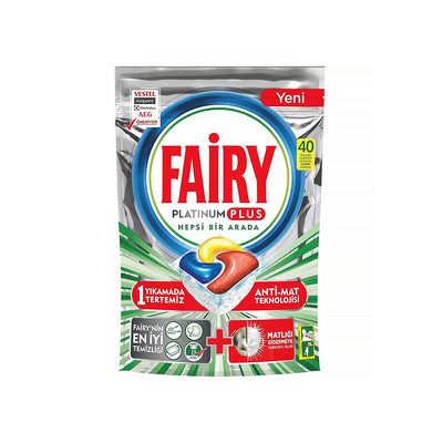Fairy Platinum Plus Hepsi Bir Arada Bulaşık Makinesi Tableti Limon 40'lı - Thumbnail