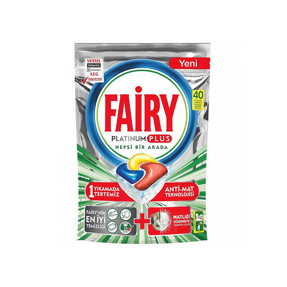 Fairy Platinum Plus Hepsi Bir Arada Bulaşık Makinesi Tableti Limon 40'lı