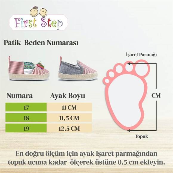 First Step Kedi Nakışlı Çizgili Patik - Kırmızı 12-16 Ay / No.19 - 4