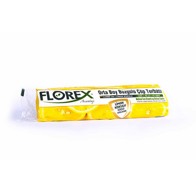 Florex 401 Büzgülü Orta Boy Çöp Torbası Limon Kokulu 55x60 10'lu - Florex