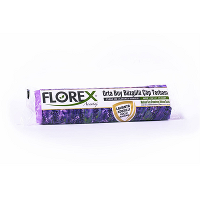 Florex - Florex 403 Büzgülü Orta Boy Çöp Torbası Lavanta Kokulu 55x60 10'lu