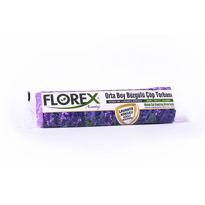 Florex 403 Büzgülü Orta Boy Çöp Torbası Lavanta Kokulu 55x60 10'lu - 1