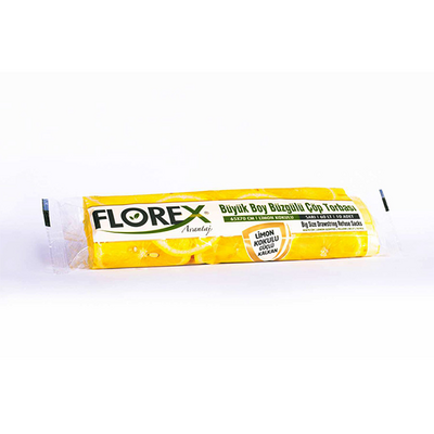 Florex 501 Büzgülü Büyük Boy Çöp Torbası Limon Kokulu 65x70 10'lu - Florex