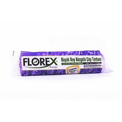 Florex 503 Büzgülü Büyük Boy Çöp Torbası Lavanta Kokulu 65x70 10'lu - Florex