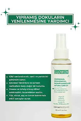 GLOWON 27 Bitkisel Yağ İçeren Mucizevi Doğal Bakım Yağı 100ml - Yüz, Saç ve Vücut İçin - GLOWON (1)