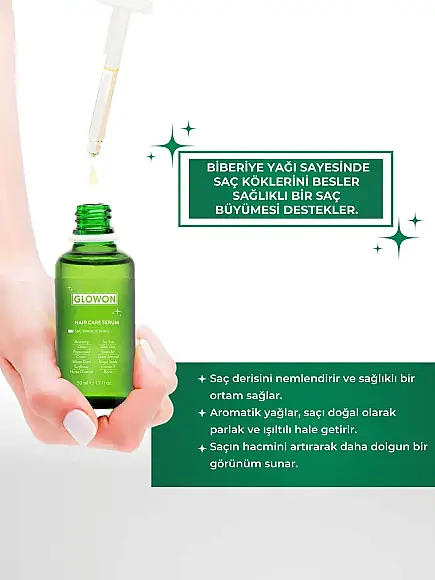 GLOWON Biberiye ve 27 Doğal Yağ İçeren Saç Dökülmesine Karşı Onarıcı Saç Bakım Serumu 50ml - 1