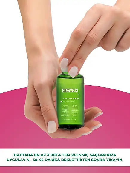 GLOWON Biberiye ve 27 Doğal Yağ İçeren Saç Dökülmesine Karşı Onarıcı Saç Bakım Serumu 50ml - 4