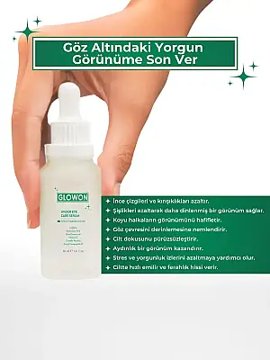 GLOWON Göz Altı Bakım Serumu | VEGAN İçerikli Peptit, Kafein ve Hyaluronik Asit İçeren Koyu Halka & Şişlik Karşıtı 30ml - 3