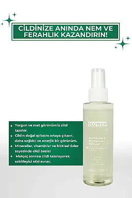 GLOWON Hyaluronik Asitli Vegan İçerikli Nemlendirici ve Ferahlatıcı Yüz Spreyi 150ml - 5