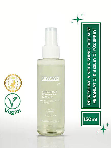 GLOWON Hyaluronik Asitli Vegan İçerikli Nemlendirici ve Ferahlatıcı Yüz Spreyi 150ml - 1