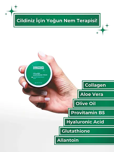 GLOWON Kolajen ve Hyaluronik Asit İçeren Yaşlanma Karşıtı Yoğun Nemlendirici Krem 50ml - 2