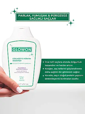 GLOWON Kolajen ve Keratin İçeren Hacim Artırıcı ve Güçlendirici Şampuan 300ml - GLOWON (1)