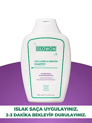 GLOWON Kolajen ve Keratin İçeren Hacim Artırıcı ve Güçlendirici Şampuan 300ml - 4