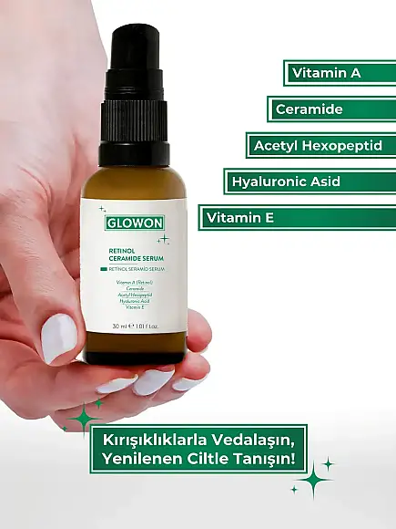 GLOWON Retinol ve Seramid İçeren Kırışıklık Karşıtı ve Hücre Yenileyici Serum 30ml - 4