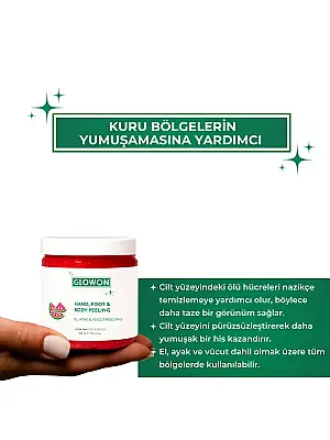 GLOWON Vegan İçerikli Doğal Tanecikli El, Ayak ve Vücut Peelingi 300ml - Ölü Deri Arındırıcı - GLOWON (1)