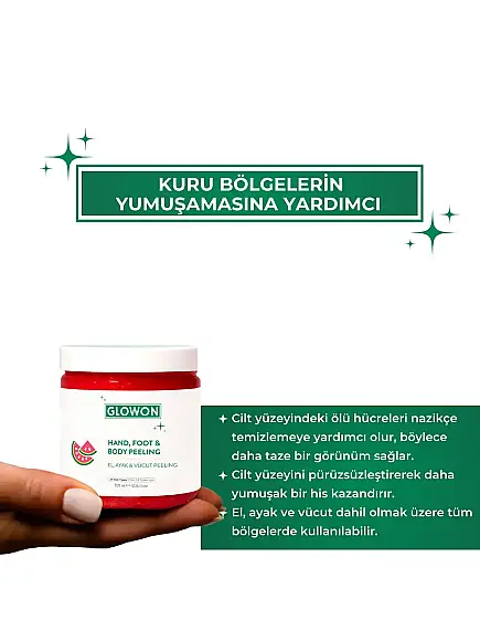 GLOWON Vegan İçerikli Doğal Tanecikli El, Ayak ve Vücut Peelingi 300ml - Ölü Deri Arındırıcı - 2