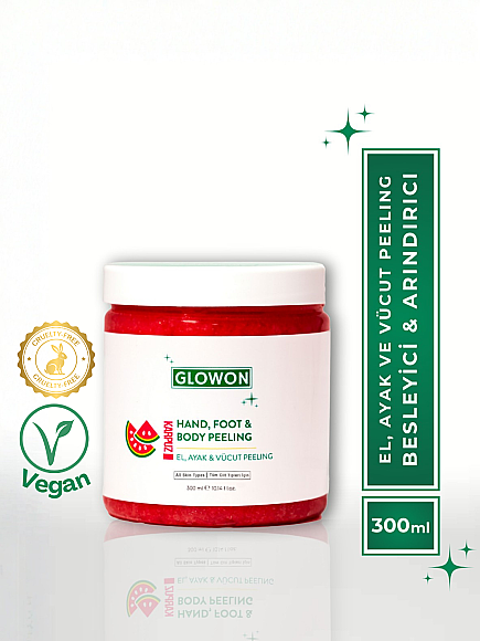 GLOWON Vegan İçerikli Doğal Tanecikli El, Ayak ve Vücut Peelingi 300ml - Ölü Deri Arındırıcı - 8