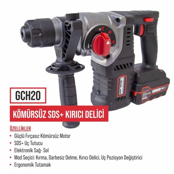 Grangos GCKIT204-F4 20V Kömürsüz Akülü Set – Darbeli Matkap, Somun Sıkma, Avuç Taşlama, Kırıcı Delici – 4×5.0Ah Akü, Hızlı Şarj, Çanta, Aksesuar Hediyeli - 6