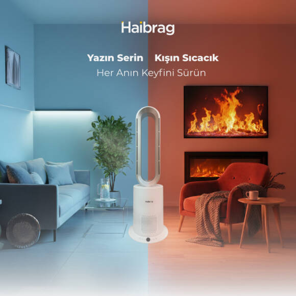Haibrag TP-09 PRO (4’ü 1 Arada) – Isıtma, Soğutma, Hava Temizleme Kanatsız Zemin Tipi Fan (Beyaz) - 4