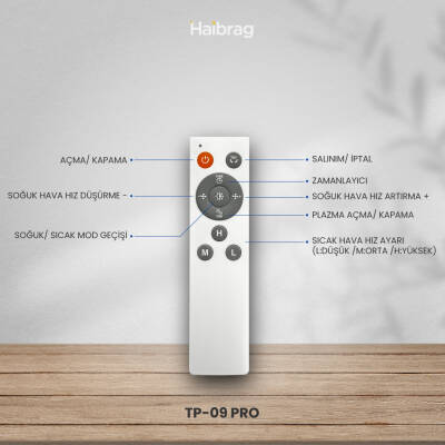 Haibrag TP-09 PRO (4’ü 1 Arada) – Isıtma, Soğutma, Hava Temizleme Kanatsız Zemin Tipi Fan (Siyah) - 7