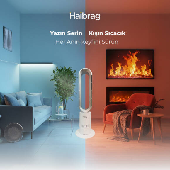 Haibrag TP-18 PRO – Sıcak & Soğuk Kanatsız Zemin Tipi Fan (Beyaz) - 4