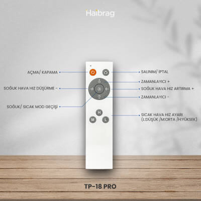 Haibrag TP-18 PRO – Sıcak & Soğuk Kanatsız Zemin Tipi Fan (Beyaz) - 7