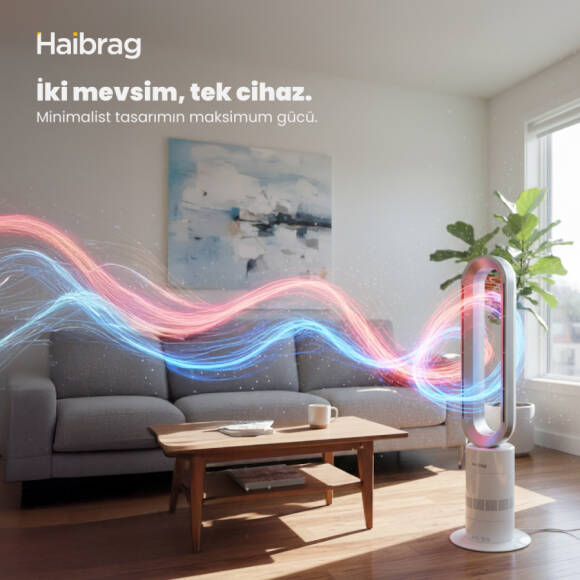 Haibrag TP-18 PRO – Sıcak & Soğuk Kanatsız Zemin Tipi Fan (Beyaz) - 6