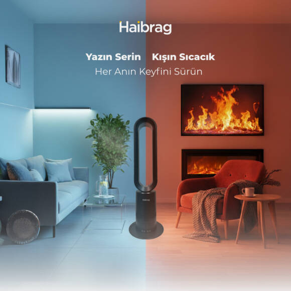 Haibrag TP-18 PRO – Sıcak & Soğuk Kanatsız Zemin Tipi Fan (Siyah) - 4