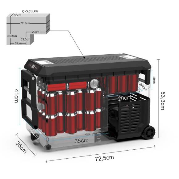ICECO JP50PRO 12/24Volt 47 Litre Tekerlekli Outdoor Kompresörlü Oto Buzdolabı/Dondurucu - 6