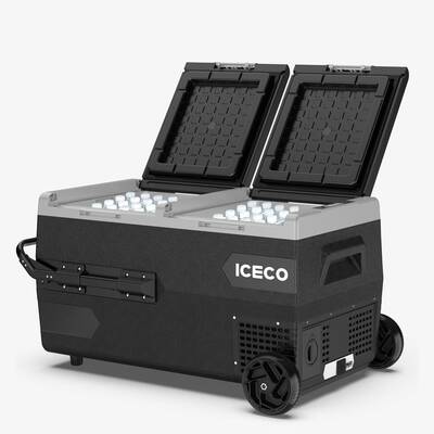 ICECO K75D 12/24Volt 75 Litre Akülü/Kablolu/ Çift Bölmeli Kompresörlü Tekerlekli Outdoor Oto Buzdolabı/Dondurucu (Akü Dahil Değildir) - Thumbnail